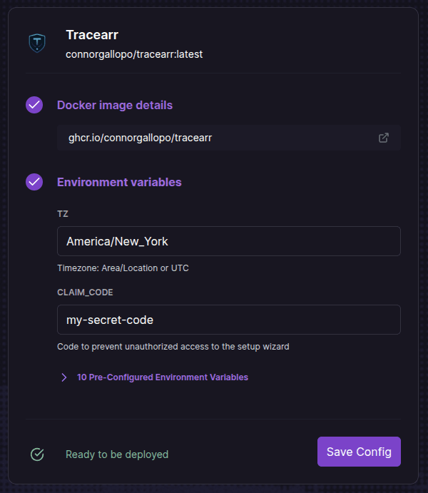 Railway configure variables